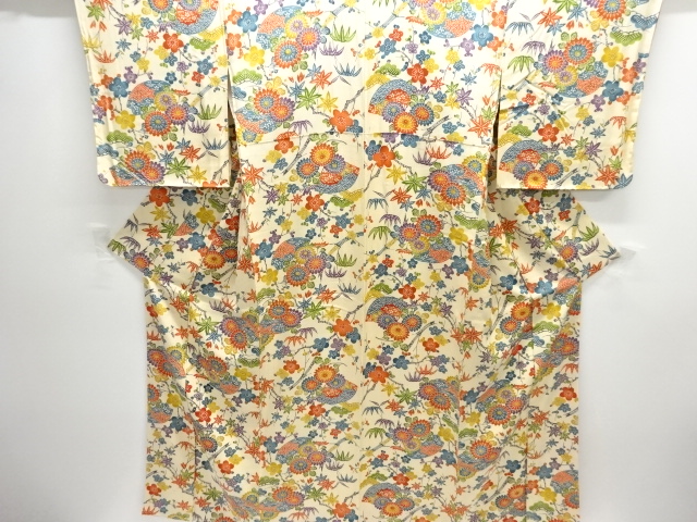 JAPANESE KIMONO / KOMON / FOLDING FAN & PLANT